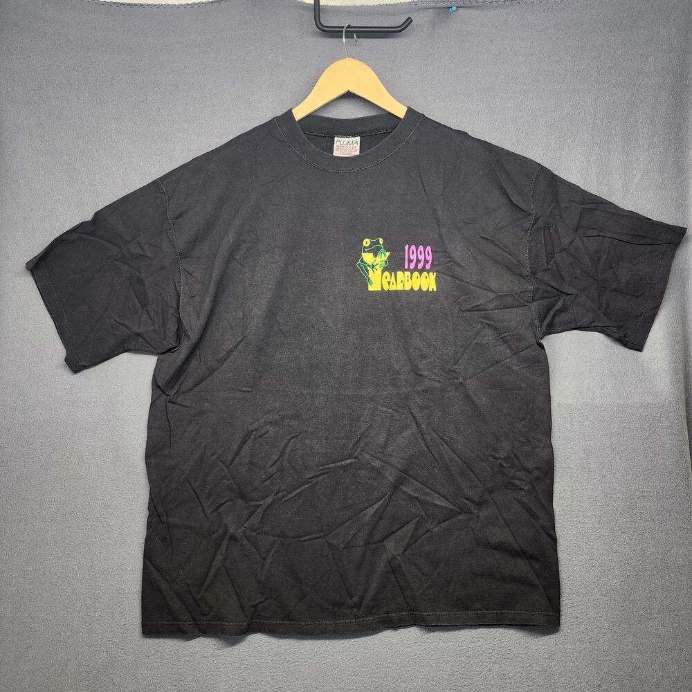 Vintage Pluma Shirt Mens XL Black 1999 Yearbook School Graphic Made USA 90s
